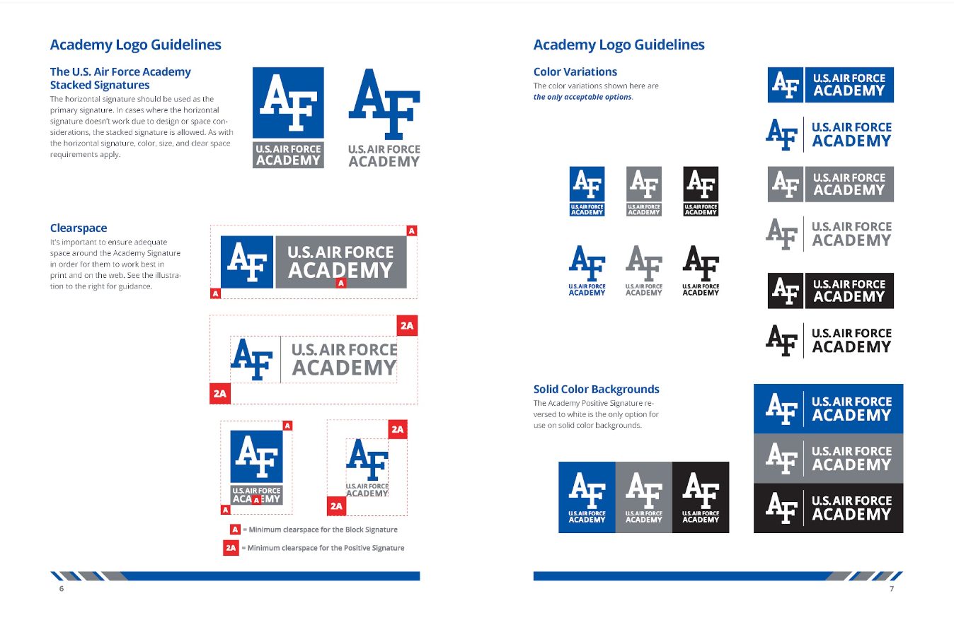 Academy logo lockups, clearspace and color rules from the brand guidelines