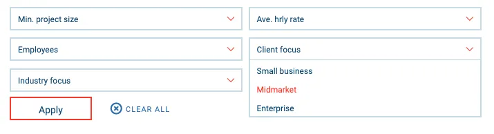 Clutch.co filtering