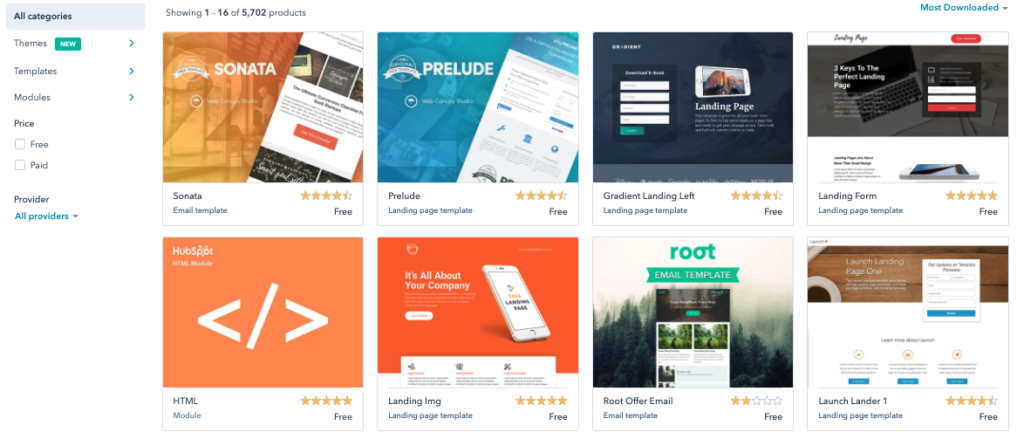 HubSpot Templates Marketplace