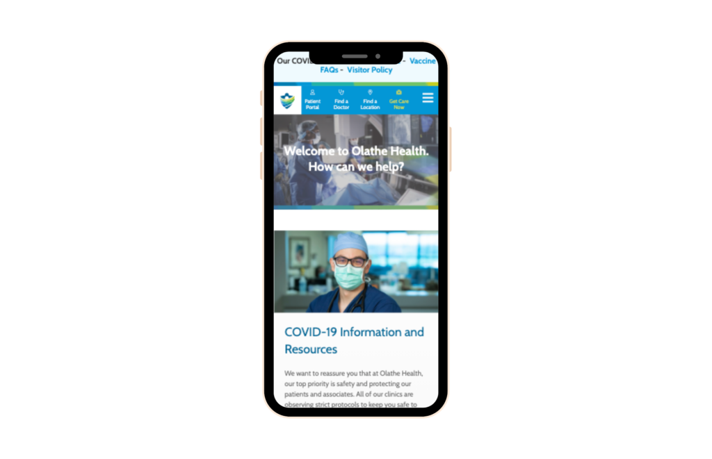 Mobile Responsive healthcare website with good navigation
