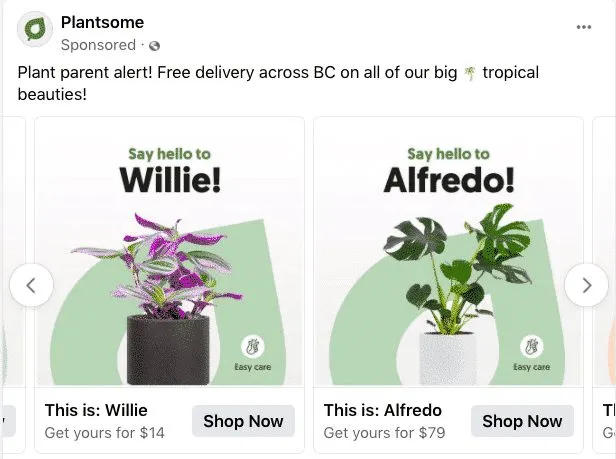 facebook carousel ad